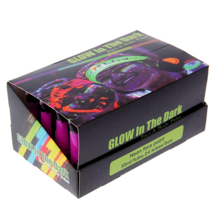 Грим для лица, неон, светится в темноте, 10 мл, цвет фиолетовый