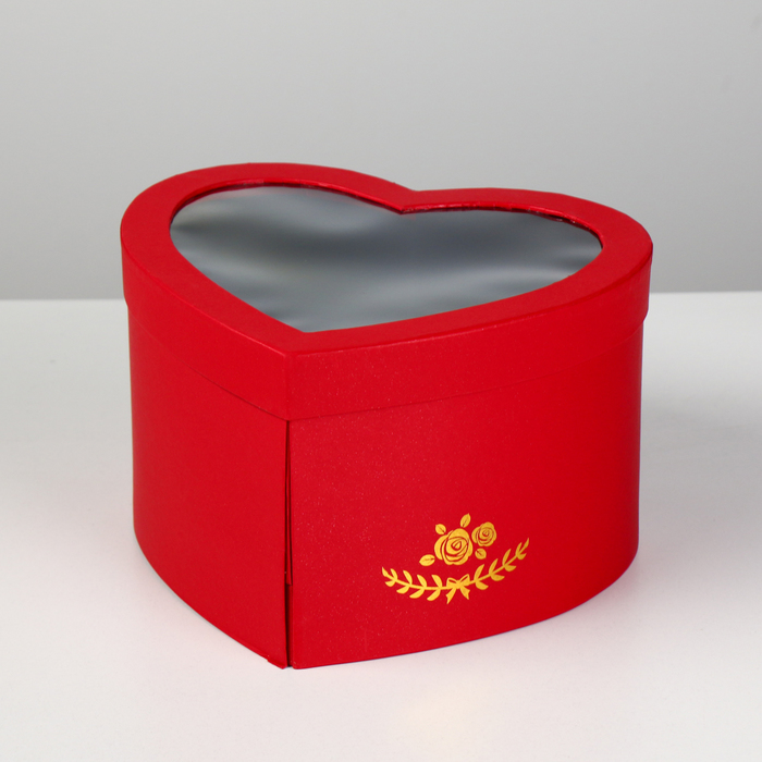 Коробка "Сердце" с окном, красный, 25 х 22 х 15 см