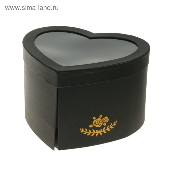 Подарочные коробки  Сима-Ленд Коробка Сердце с окном, чёрный, 25 х 22 х 15 см