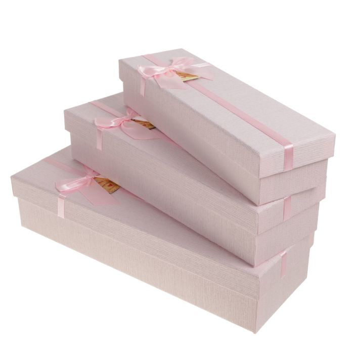 Набор коробок 3в1, розовый, 35 х 12 х 7,5 - 29 х 9 х 5,5 см