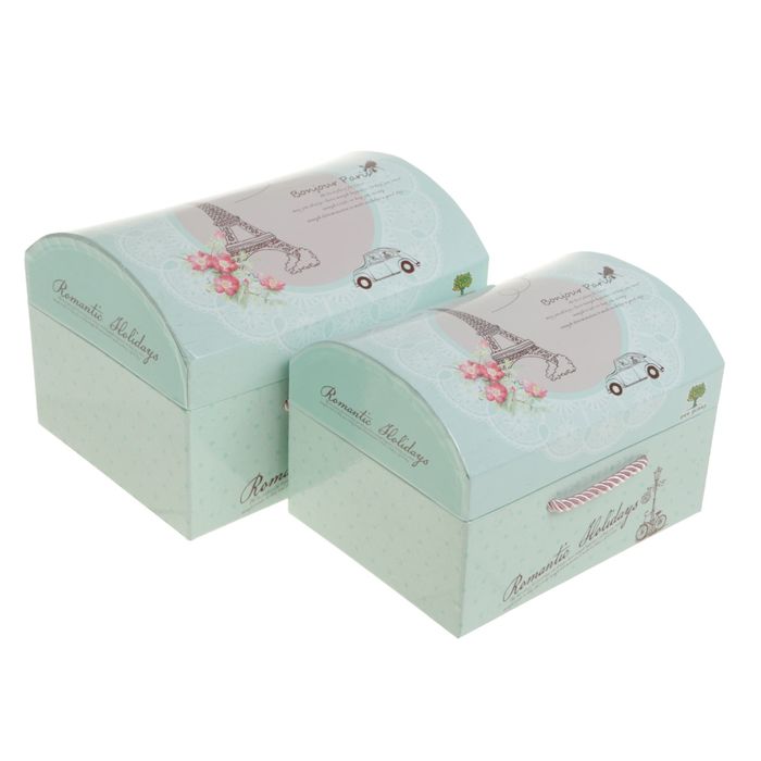 Набор коробок 2в1 "Каникулы в париже", голубой, 20 х 13,5 х 15 - 17,5 х 12 х 13 см