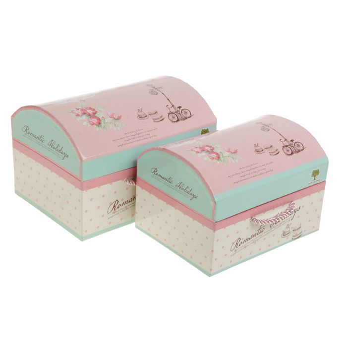 Набор коробок 2в1 "Каникулы в Париже", розовый, 20 х 13,5 х 15 - 17,5 х 12 х 13 см