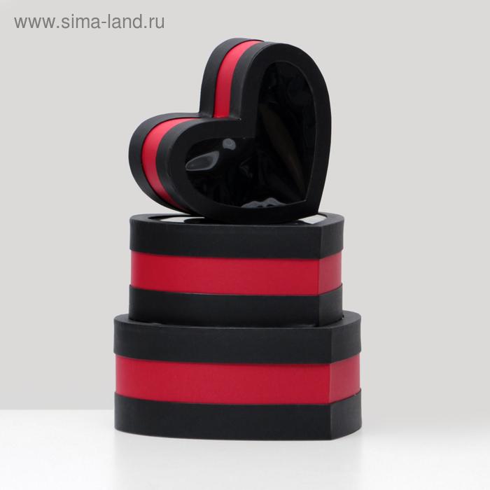 

Набор коробок 3 в 1 "Сердце" с окном, чёрный, 29 x 27 x 12 - 21 х 19 х 10 см