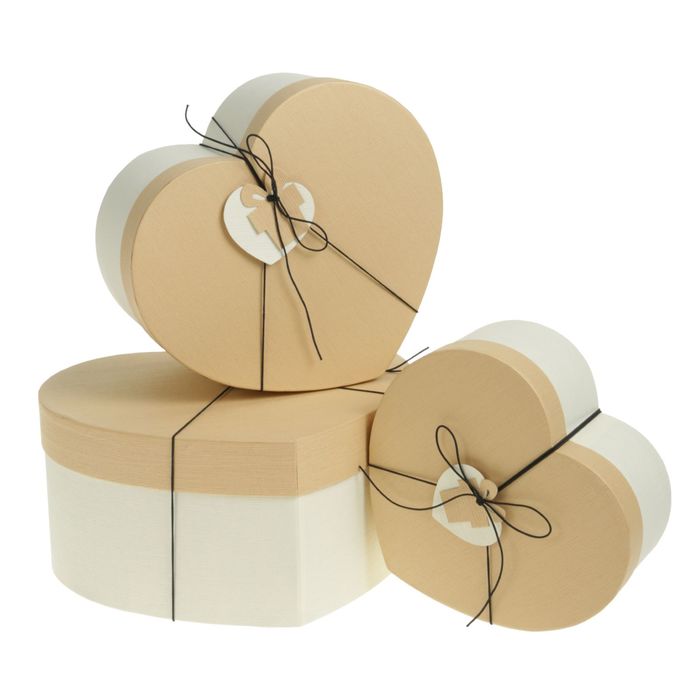 Набор коробок 3в1 "Сердце", бежевый, 30 х 28 х 14 - 22 х 20 х 10 см