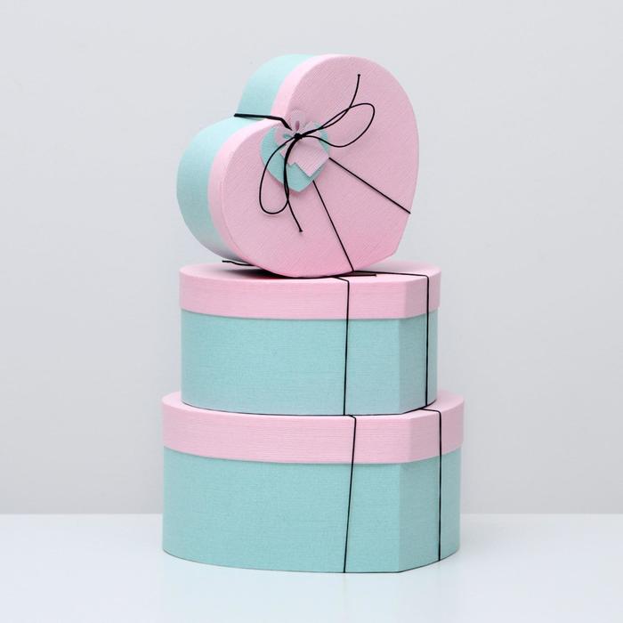 Набор коробок 3в1 "Сердце", розовый, 30 х 28 х 14 - 22 х 20 х 10 см