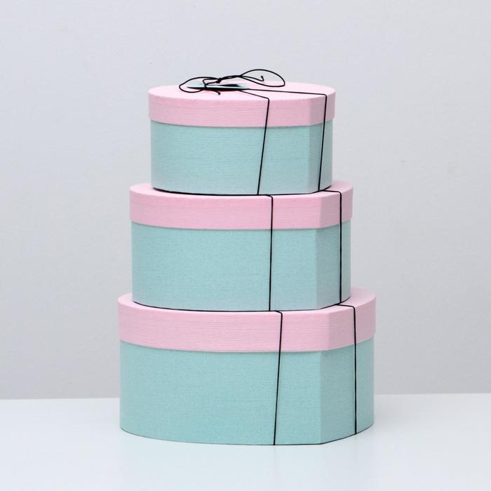 Набор коробок 3в1 "Сердце", розовый, 30 х 28 х 14 - 22 х 20 х 10 см