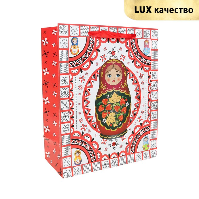 Пакет подарочный "Матрёшка", 18 х 8,5 х 21 см