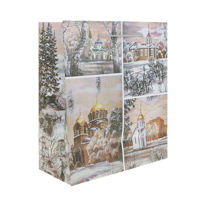 Пакет подарочный "Церкви", 18 х 8,5 х 21 см