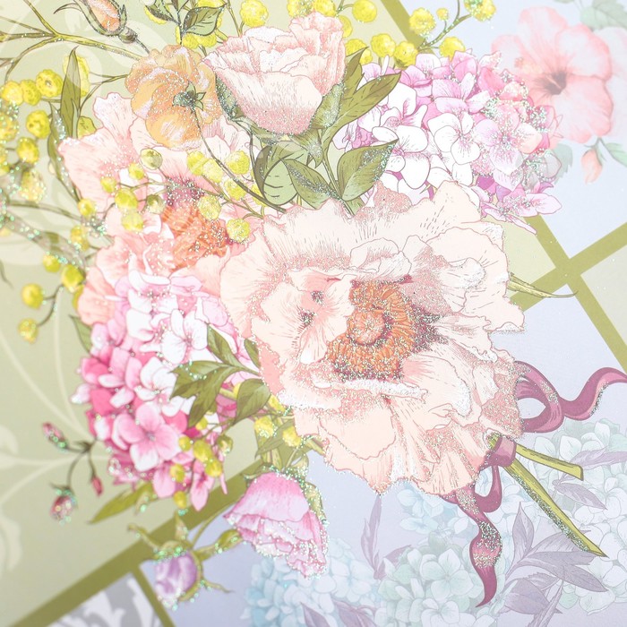 Пакет подарочный "Нежный букет", люкс, 18 х 8,5 х 21 см