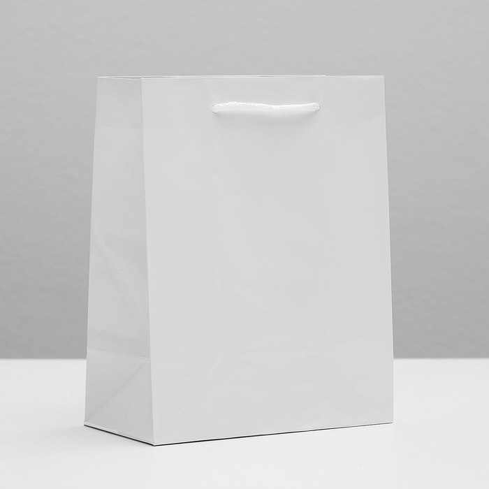 Пакет подарочный, белый, 14 х 8 х 18 см
