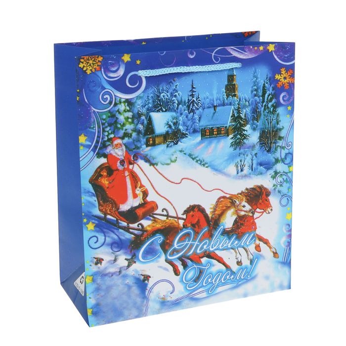 Пакет подарочный "Новогодняя тройка", 18 х 8,5 х 21 см