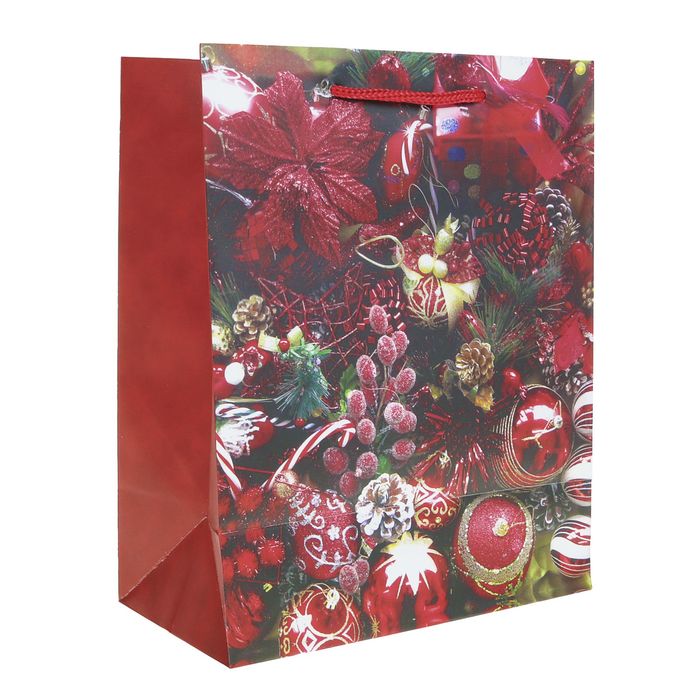 Пакет подарочный "Новогодние игрушки", 18 х 8,5 х 21 см