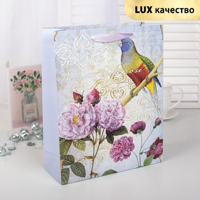 Пакет подарочный "Попугай", 21 х 10 х 26 см