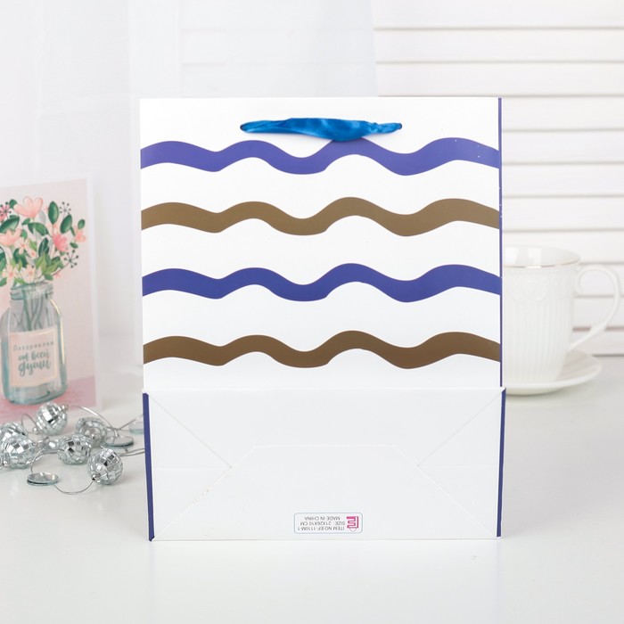 Пакет подарочный "Волны", люкс, 21 х 10 х 26 см