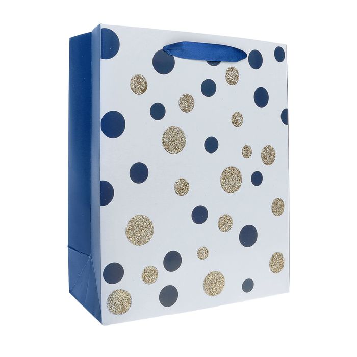 Пакет подарочный "В горошек", люкс, 21 х 10 х 26 см