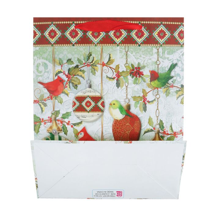 Пакет подарочный "Птички", люкс, 21 х 10 х 26 см