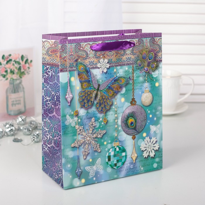 Пакет подарочный "Новогодний", люкс, 21 х 10 х 26 см