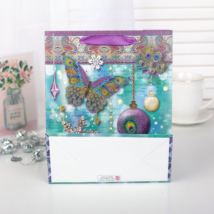 Пакет подарочный "Новогодний", люкс, 21 х 10 х 26 см