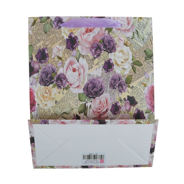 Пакет подарочный "Цветы", люкс, 21 х 10 х 26 см