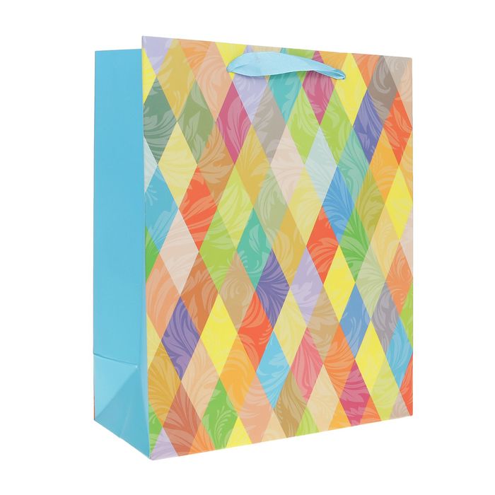 Пакет подарочный "Ромбы", 26 х 10 х 32 см