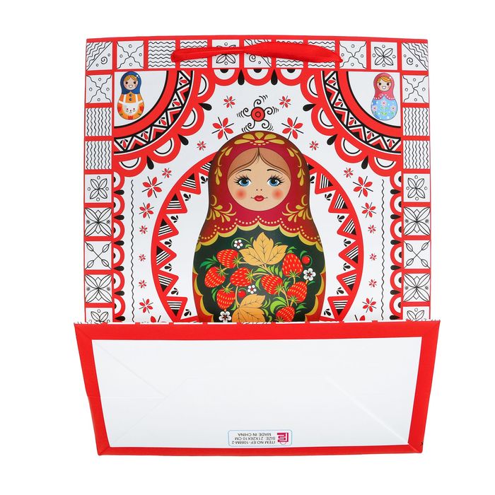 Пакет подарочный "Матрёшка", 26 х 10 х 32 см