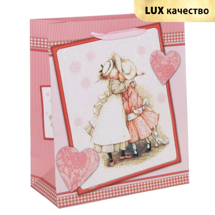 Пакет подарочный "Подружки", люкс, 26 х 10 х 32 см