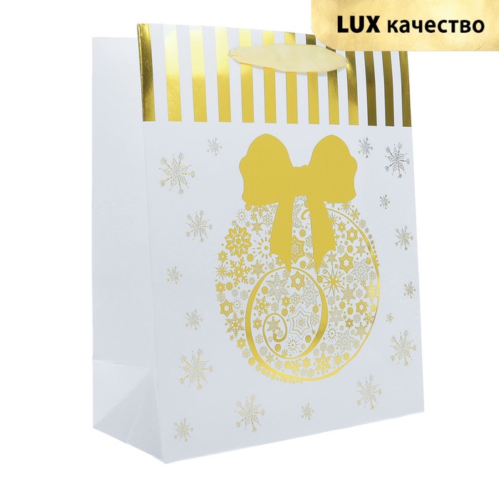 Пакет подарочный "Новогодний", люкс, 26 х 10 х 32 см