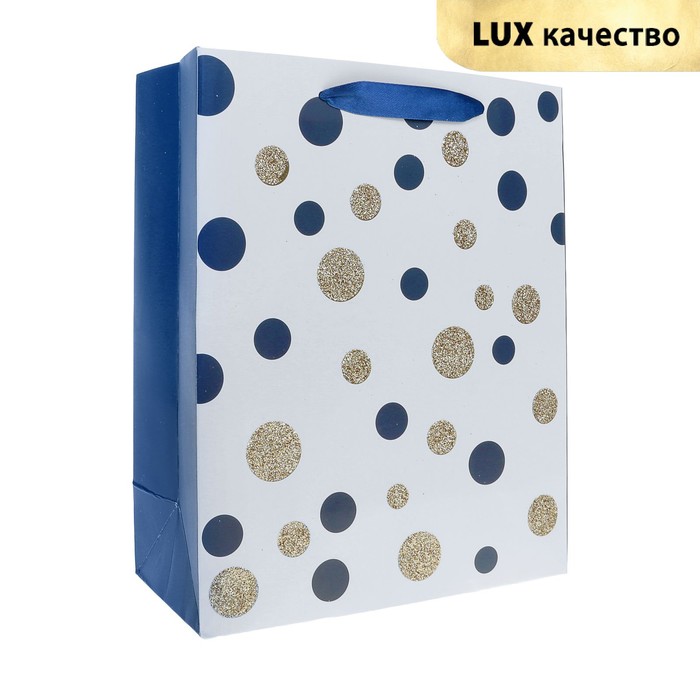 Пакет подарочный "В горошек", люкс, 26 х 10 х 32 см