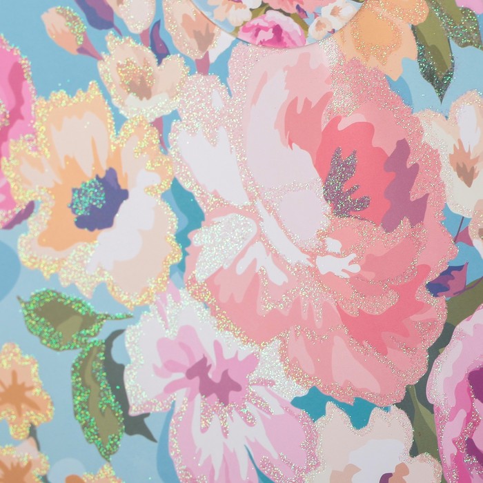 Пакет подарочный "Цветы", люкс, 26 х 10 х 32 см