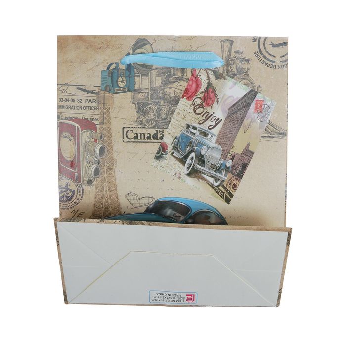 Пакет подарочный "Ретро автомобиль", люкс, 26 х 10 х 32 см