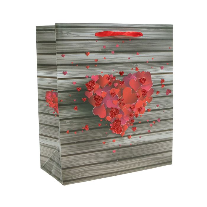 Пакет подарочный "Сердца", люкс, 26 х 10 х 32 см