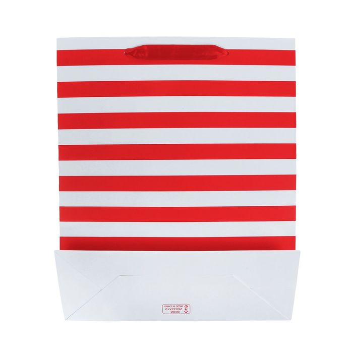 Пакет "Красные полоски", люкс, 26 х 10 х 32 см