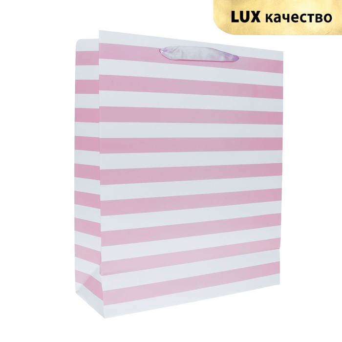 Пакет &quot;Розовые полоски&quot;, люкс, 26 х 10 х 32 см