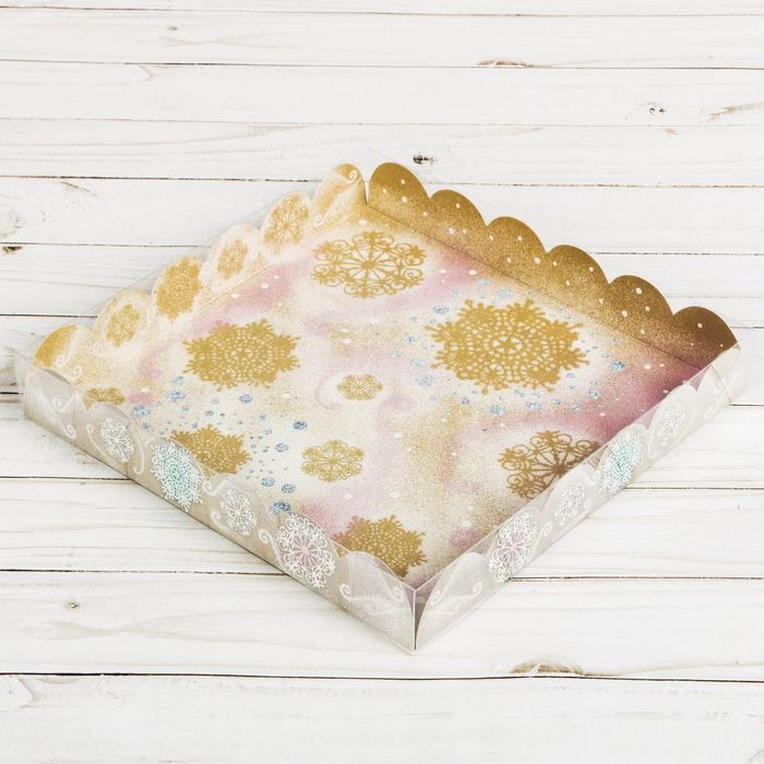 Коробка для кондитерских изделий с PVC крышкой «Чудеса», 21 х 21 х 3 см