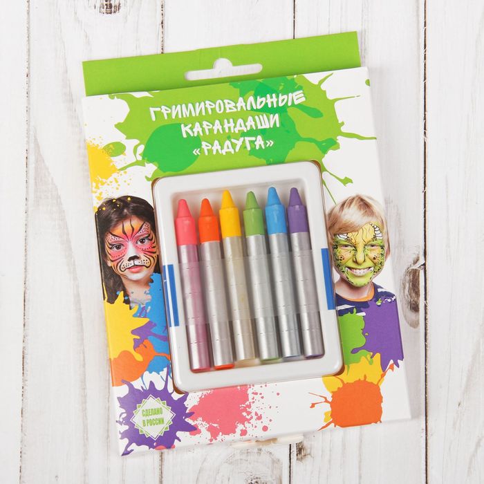 Карандаши гримировальные цветные "Радуга", 6 тонов