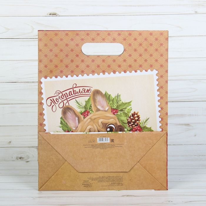 Пакет подарочный «Поздравляю!», 26 × 32 × 12 см