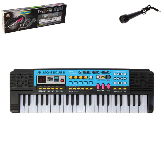 Синтезатор «Блюз» с дисплеем, чёрно-синий, 49 клавиш