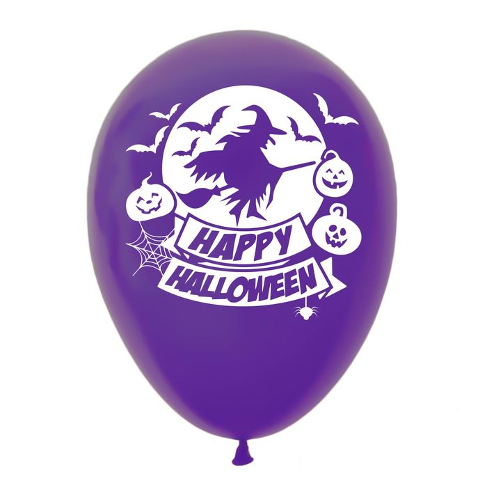 Шар воздушный 12" "Ведьма на метле", набор 50 шт., МИКС