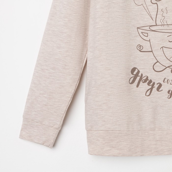 Толстовка женская KAFTAN "Sweet home" беж., р-р 50-52, 100% хлопок