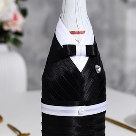 Украшение для шампанского "Жених и невеста", чёрно-белое от Сима-ленд
