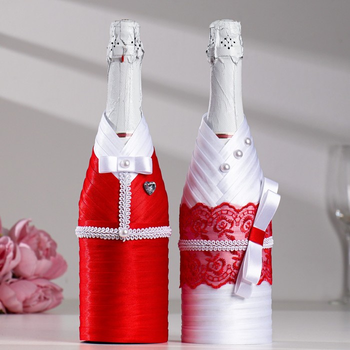 Украшение для шампанского Кармен, красно-белое украшение для шампанского мирэль айвори