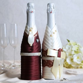 Украшение для шампанского "Николь", шоколадный и айвори от Сима-ленд