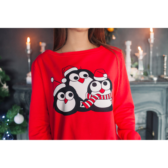 Толстовка женская KAFTAN "Новый год!",красный, р-р 50-52 100% хлопок