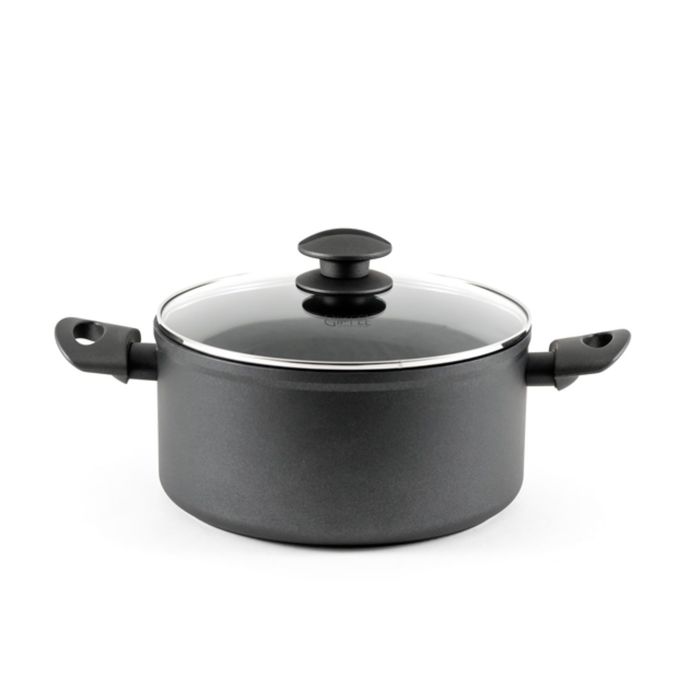 Кастрюля Valtery, антипригарное покрытие, индукционное дно, с крышкой, 24 х 11 см, чёрная