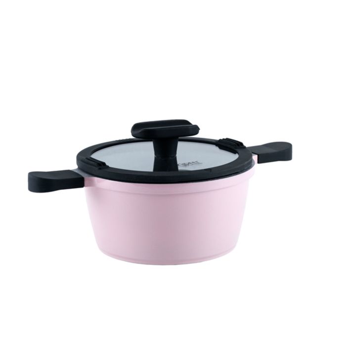 Кастрюля Pastel, 1,4 л, антипригарное покрытие, с крышкой, силиконовые ручки, 16 х 8,4 см, розовый