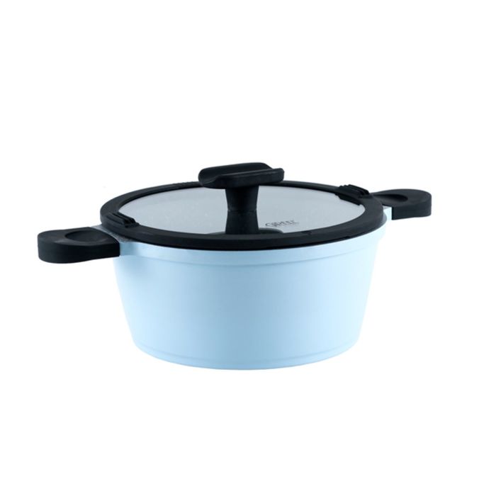 Кастрюля Pastel, 2,5 л, антипригарное покрытие, с крышкой, силиконовые ручки, 20 х 9,4 см, голубой