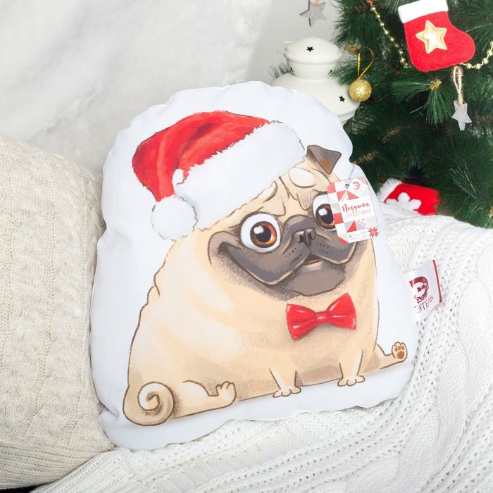 Подушка декоративная "Этель" Мопсик 38х38 см, п/э, напол-ль 250гр/м2