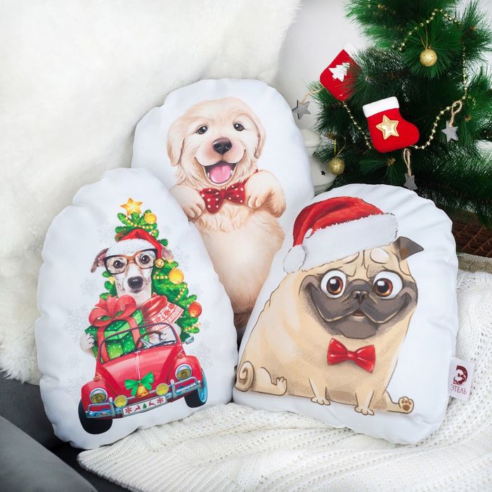 Подушка декоративная "Этель" Мопсик 38х38 см, п/э, напол-ль 250гр/м2