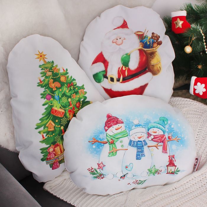 Подушка декоративная "Этель" Дед Мороз 38х41см, п/э, напол-ль 250гр/м2