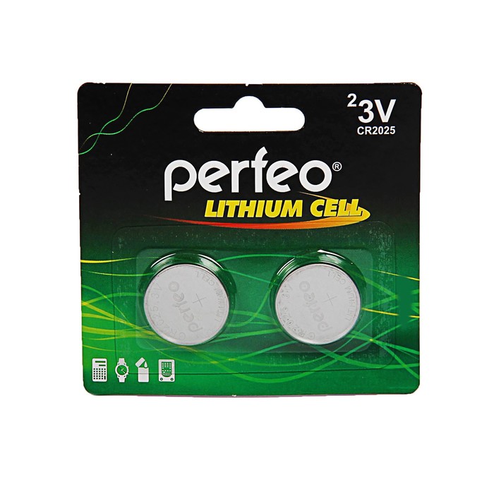 Батарейка литиевая Perfeo, CR2025-2BL, блистер, 2 шт.